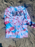 Red white and blue tie dye long sleeve t shirt
